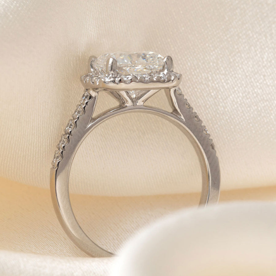 Halo & Pave-1.8 CT Cushion Lab Grown Diamond Engagement Ring