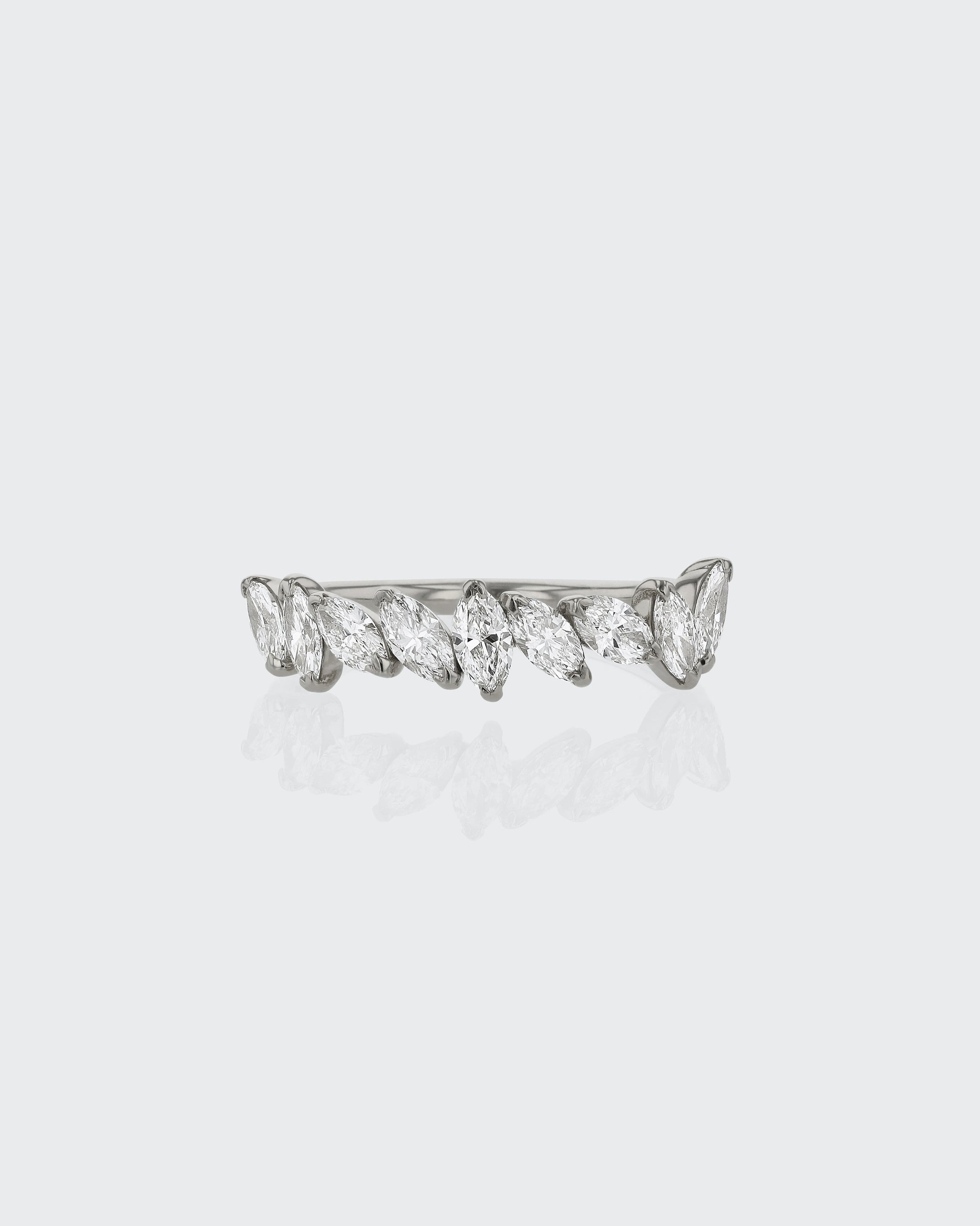 0.70 TCW Marquise Lab Grown Diamond Half Eternity Wedding Band