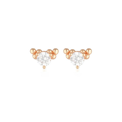 Elegant 0.05 TCW Round Lab-Grown Diamond Stud Earrings in Gold Setting 14
