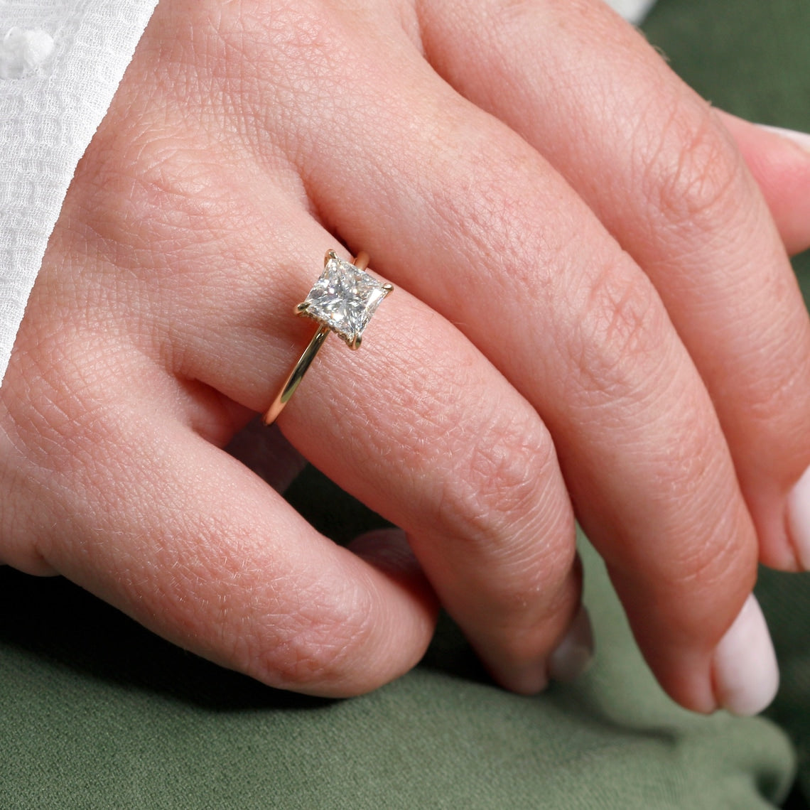 1.5 CT Princess-Cut Lab-Grown Diamond Hidden Halo Engagement Ring 5