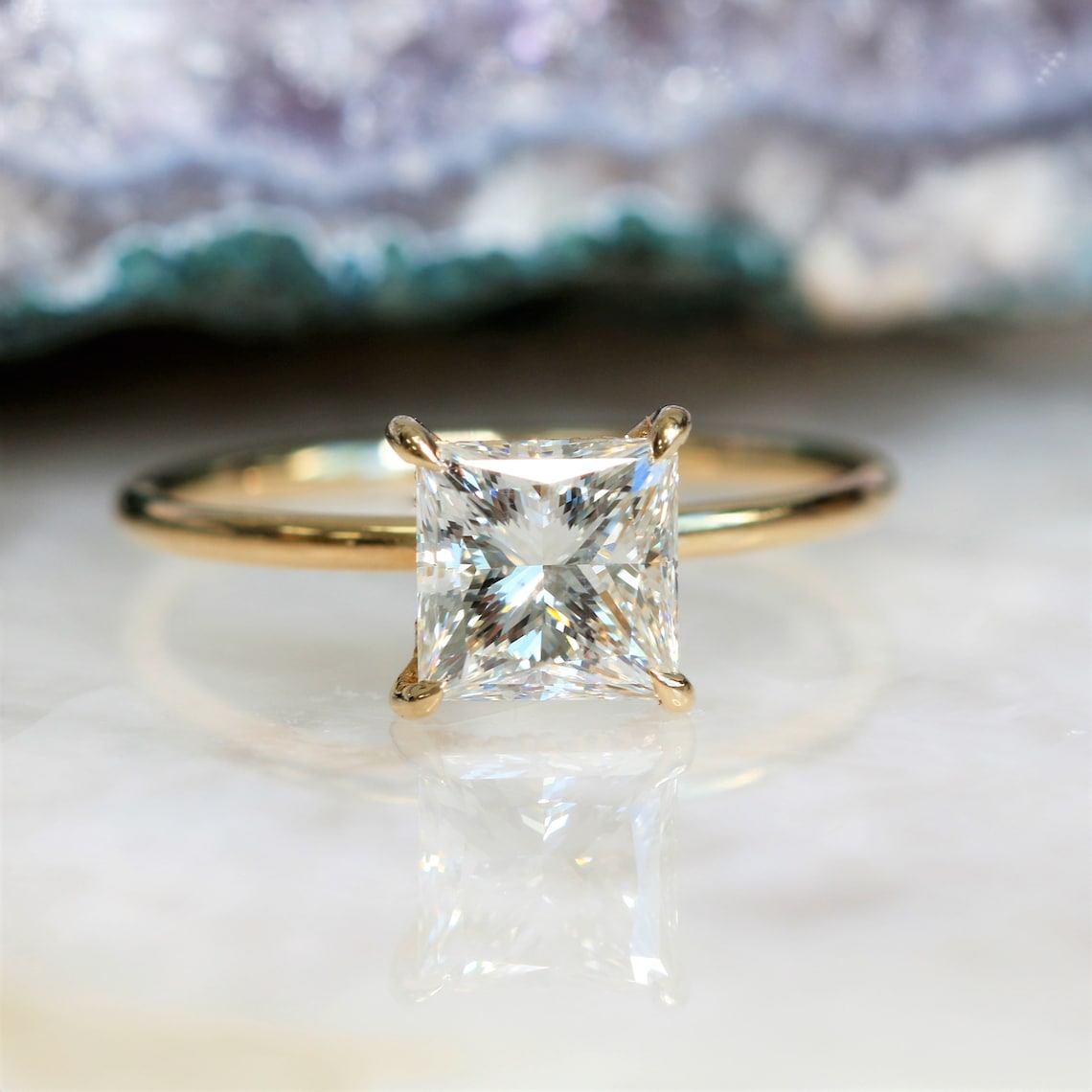1.5 CT Princess-Cut Lab-Grown Diamond Hidden Halo Engagement Ring 1