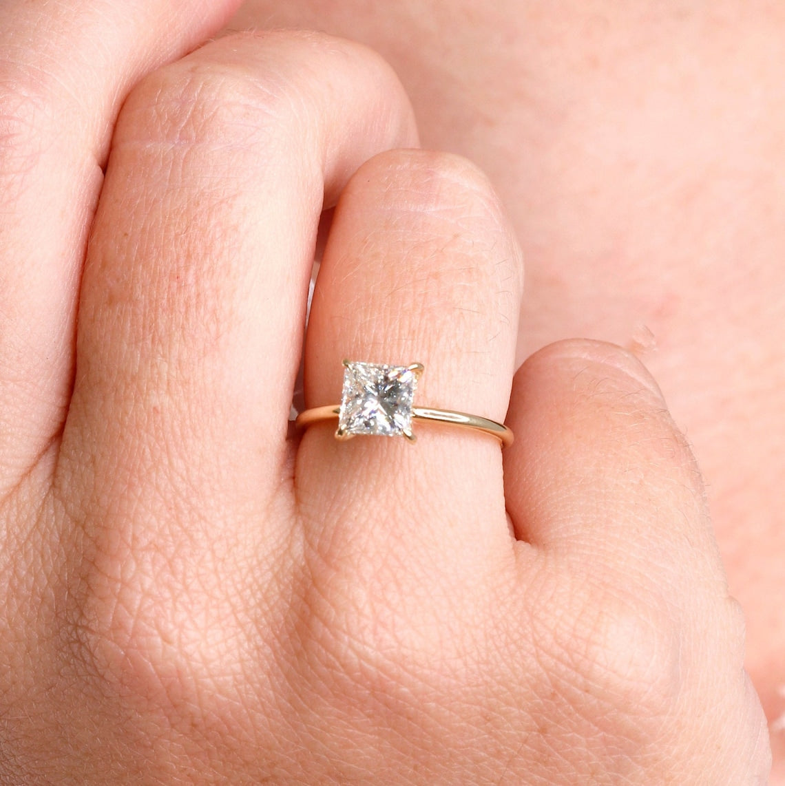 1.5 CT Princess-Cut Lab-Grown Diamond Hidden Halo Engagement Ring 3