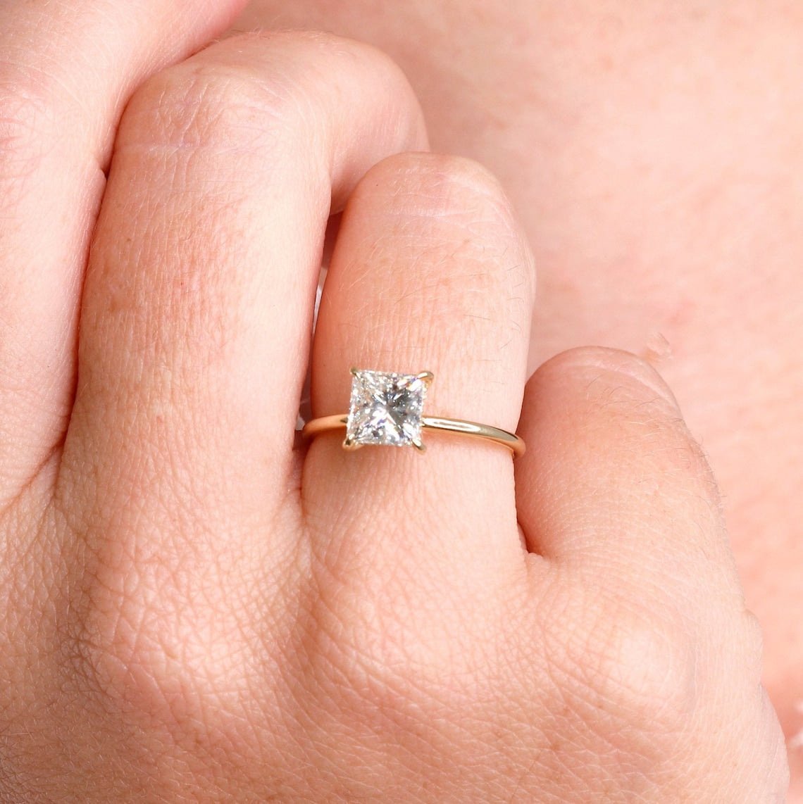 1.5 CT Princess-Cut Lab-Grown Diamond Hidden Halo Engagement Ring