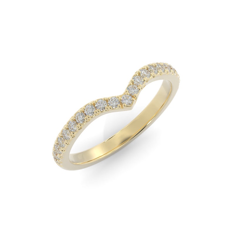 0.21 Carat Round Lab-Grown Diamond Curved Wedding Band