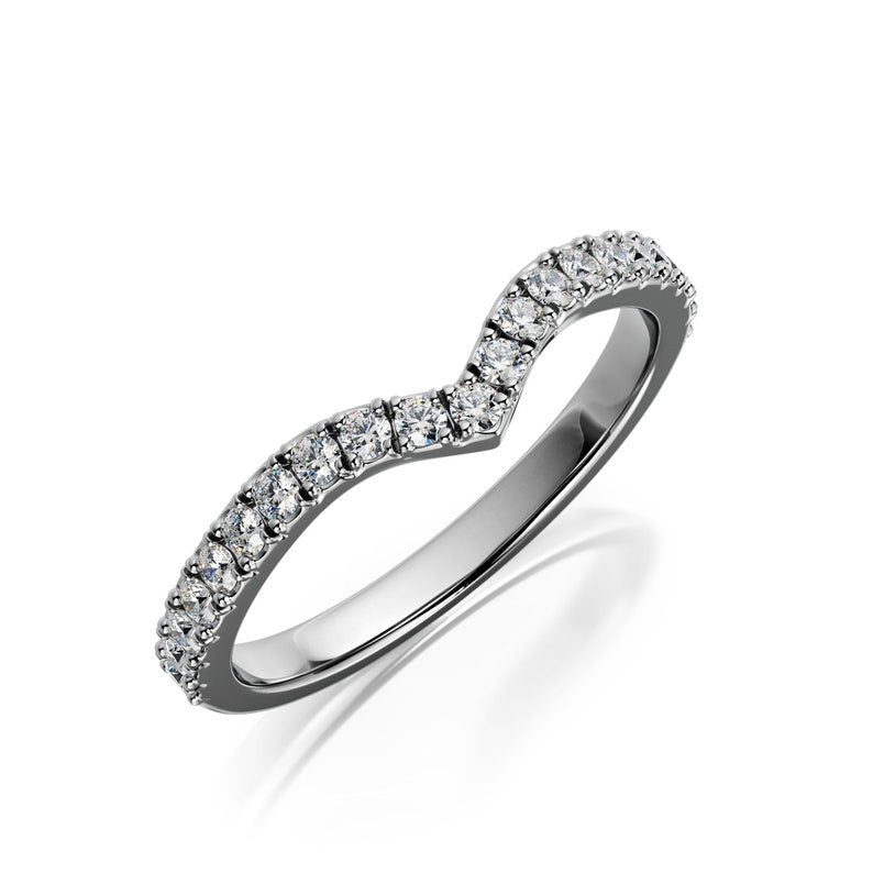 0.21 Carat Round Lab-Grown Diamond Curved Wedding Band