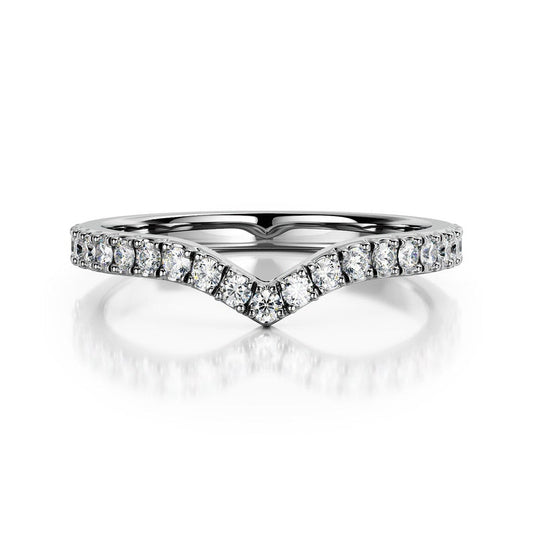 0.21 Carat Round Lab-Grown Diamond Curved Wedding Band