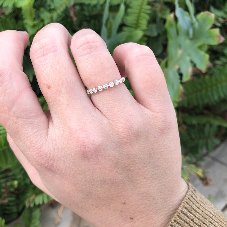 Radiant 0.60 TCW Round Lab-Grown Diamond Half Eternity Wedding Band 3