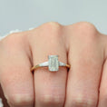 Load image into Gallery viewer, 1.7 CT Emerald Cut Lab-Grown Diamond Three Stone Engagement Ring
