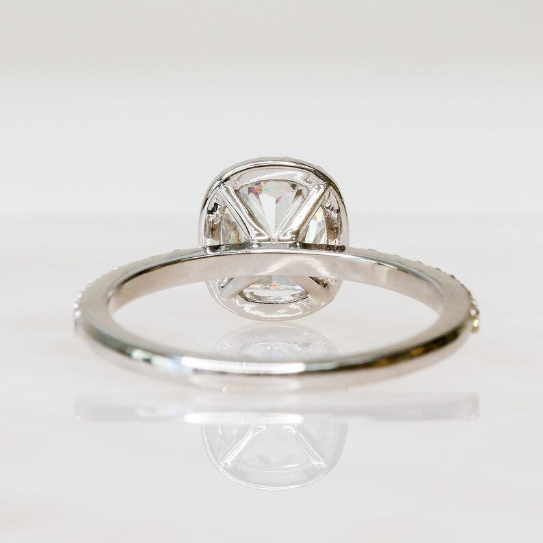 1.21 CT Cushion-Cut Lab-Grown Diamond Halo & Pave Engagement Ring