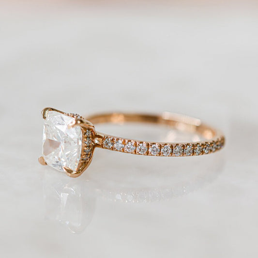 2.03 CT Cushion-Cut Lab-Grown Diamond Pave Engagement Ring