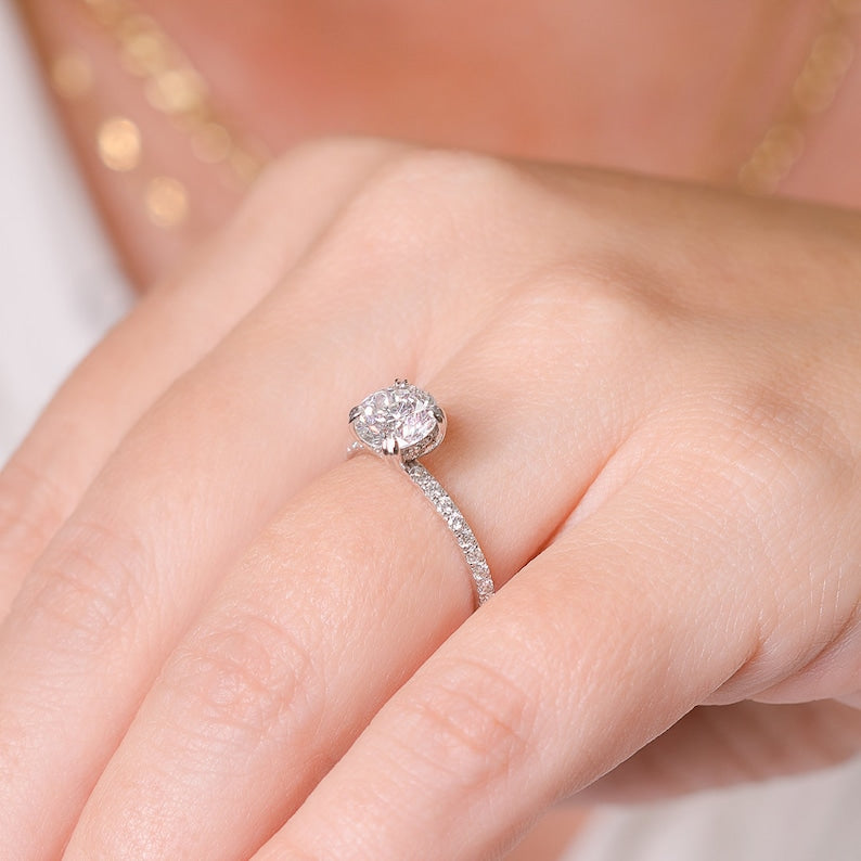 1.42 CT Round Lab-Created Diamond Hidden Halo Pave Engagement Ring 5