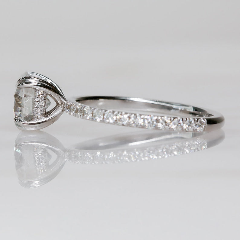 1.42 CT Round Lab-Created Diamond Hidden Halo Pave Engagement Ring 3
