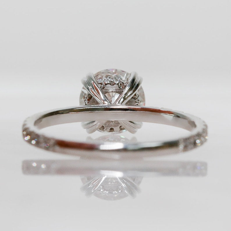 1.42 CT Round Lab-Created Diamond Hidden Halo Pave Engagement Ring