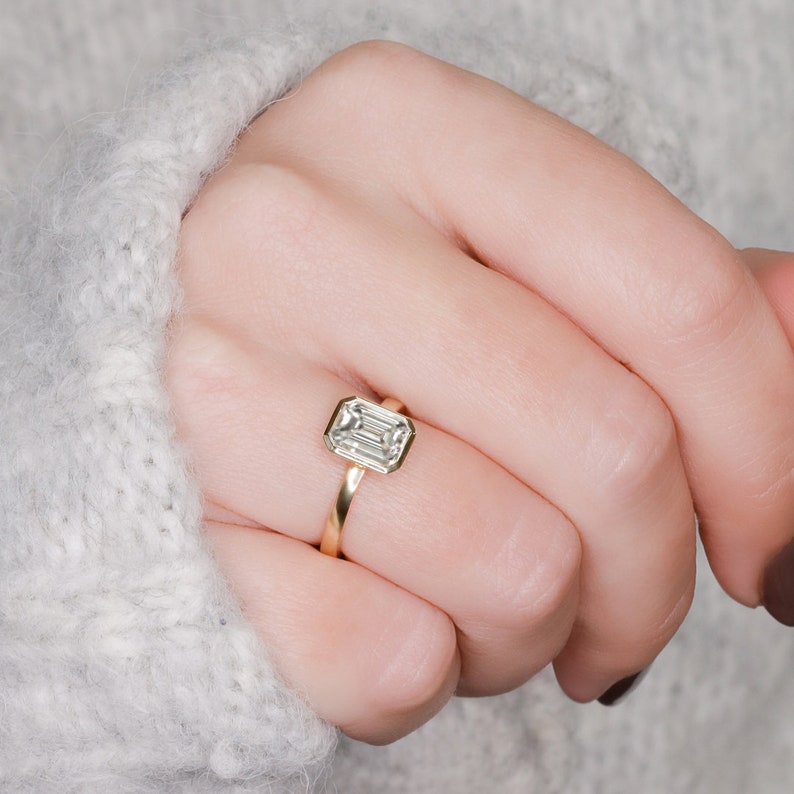 2.01 CT Emerald Lab-Grown Diamond Bezel-Set Solitaire Ring 6