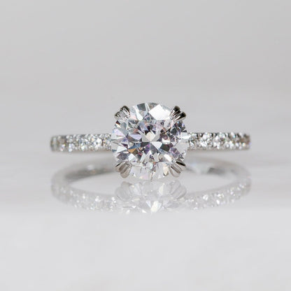 1.42 CT Round Lab-Created Diamond Hidden Halo Pave Engagement Ring 1