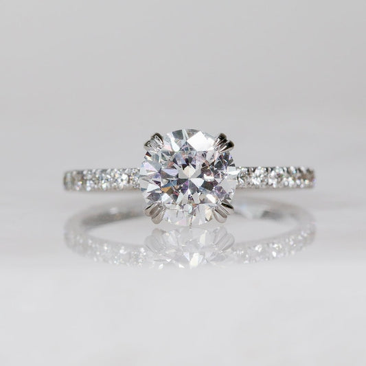 1.42 CT Round Lab-Created Diamond Hidden Halo Pave Engagement Ring