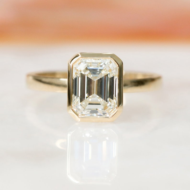2.01 CT Emerald Lab-Grown Diamond Bezel-Set Solitaire Ring 1
