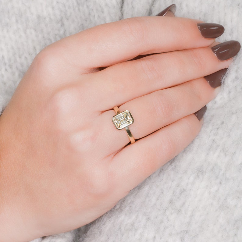 2.01 CT Emerald Lab-Grown Diamond Bezel-Set Solitaire Ring 8
