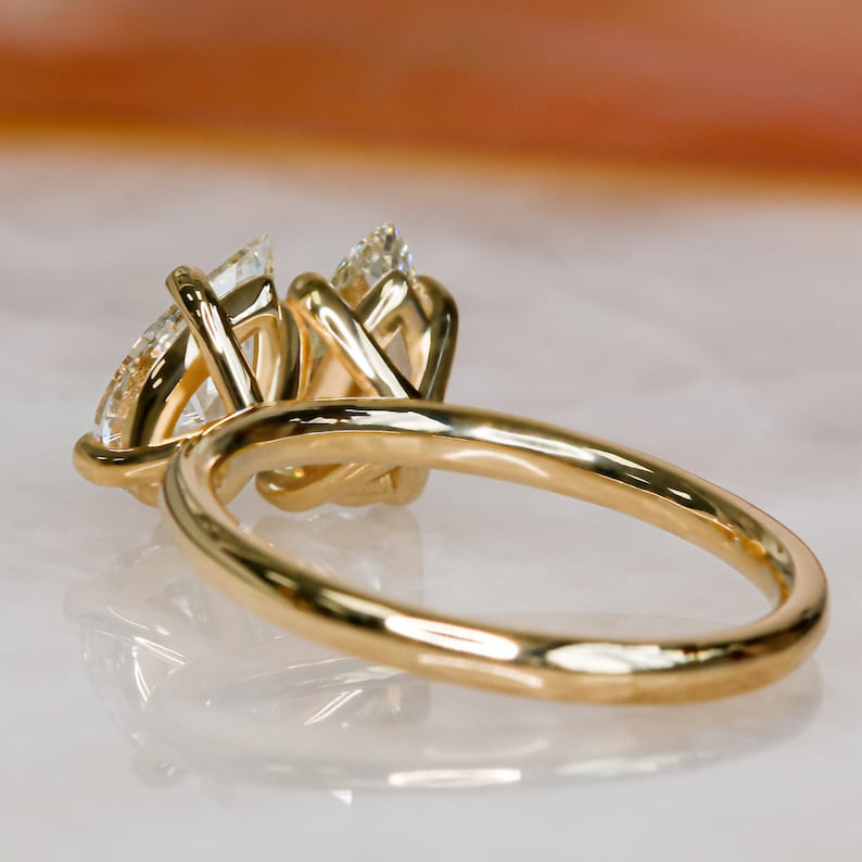 Elegant 2.0 TCW Pear Lab-Grown Diamond Two Stone Engagement Ring 3