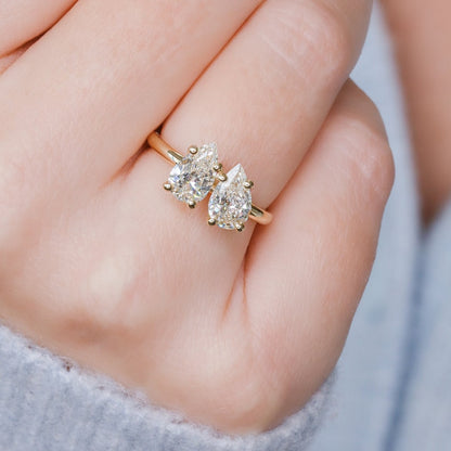 Elegant 2.0 TCW Pear Lab-Grown Diamond Two Stone Engagement Ring 5