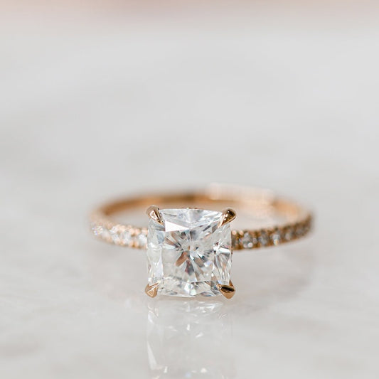 2.03 CT Cushion-Cut Lab-Grown Diamond Pave Engagement Ring