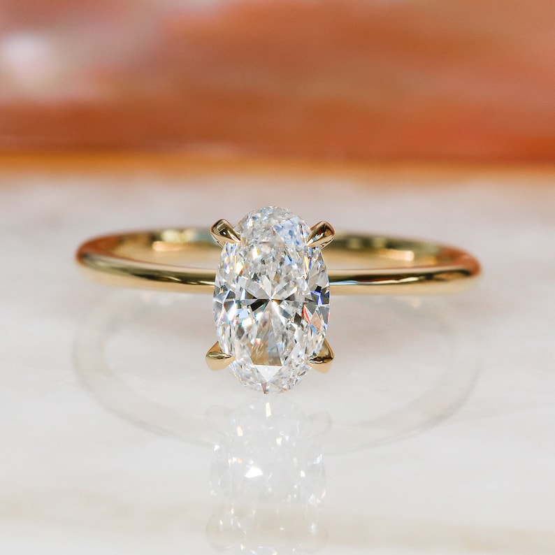 Elegant 1 CT Oval Lab-Grown Diamond Solitaire Engagement Ring