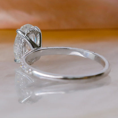1.51 CT Oval Lab-Grown Diamond Hidden Halo Pave Engagement Ring 4