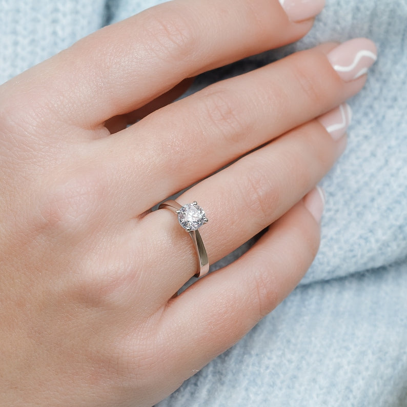 Radiant Elegance: 1.0 CT Round Lab-Grown Diamond Solitaire Engagement Ring 6