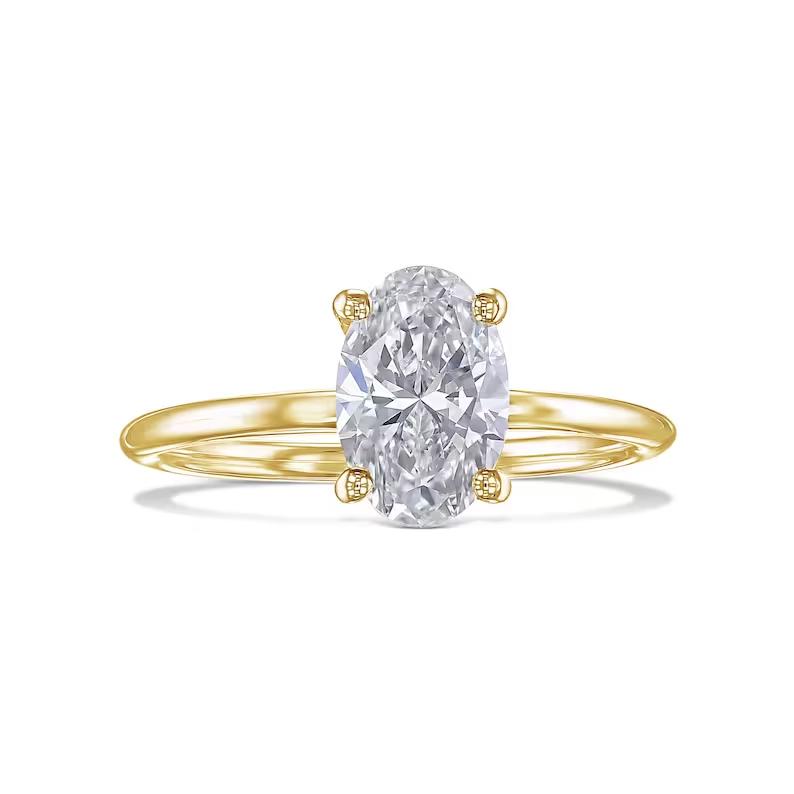 1 CT Oval Lab-Grown Diamond Gold Solitaire Engagement Ring