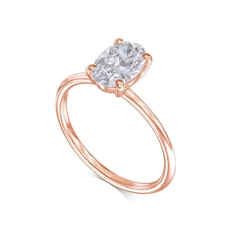 1 CT Oval Lab-Grown Diamond Gold Solitaire Engagement Ring 4