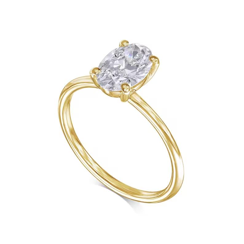 1 CT Oval Lab-Grown Diamond Gold Solitaire Engagement Ring