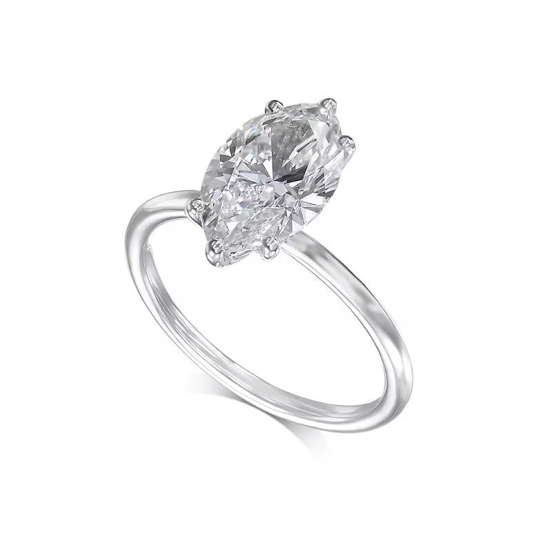 Radiant Elegance: 2.0 CT Marquise Lab-Grown Diamond Engagement Ring 6