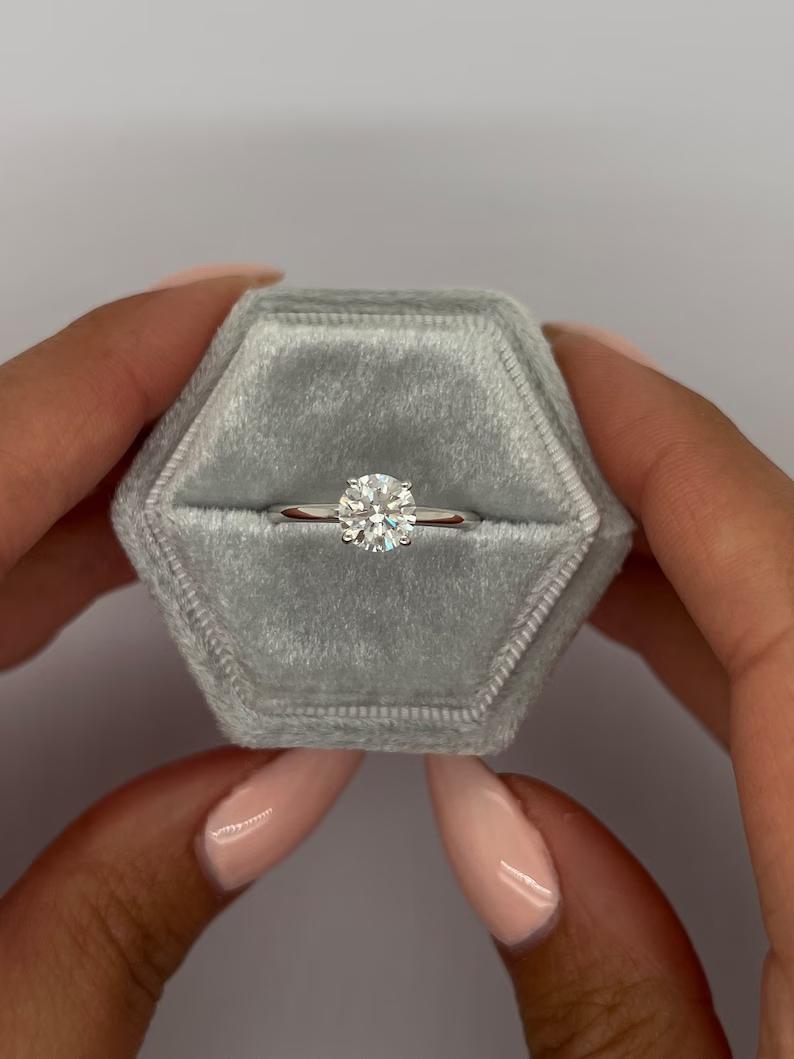 1.0 CT Round Lab-Grown Diamond Solitaire Engagement Ring in Gold 7
