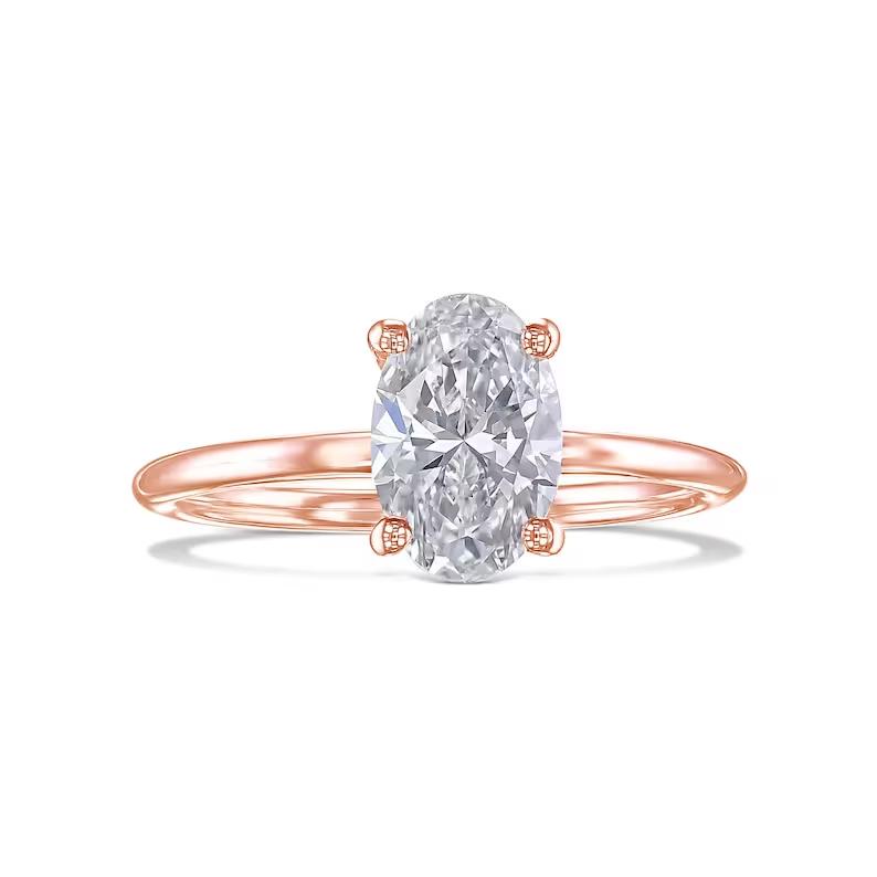 1 CT Oval Lab-Grown Diamond Gold Solitaire Engagement Ring 3