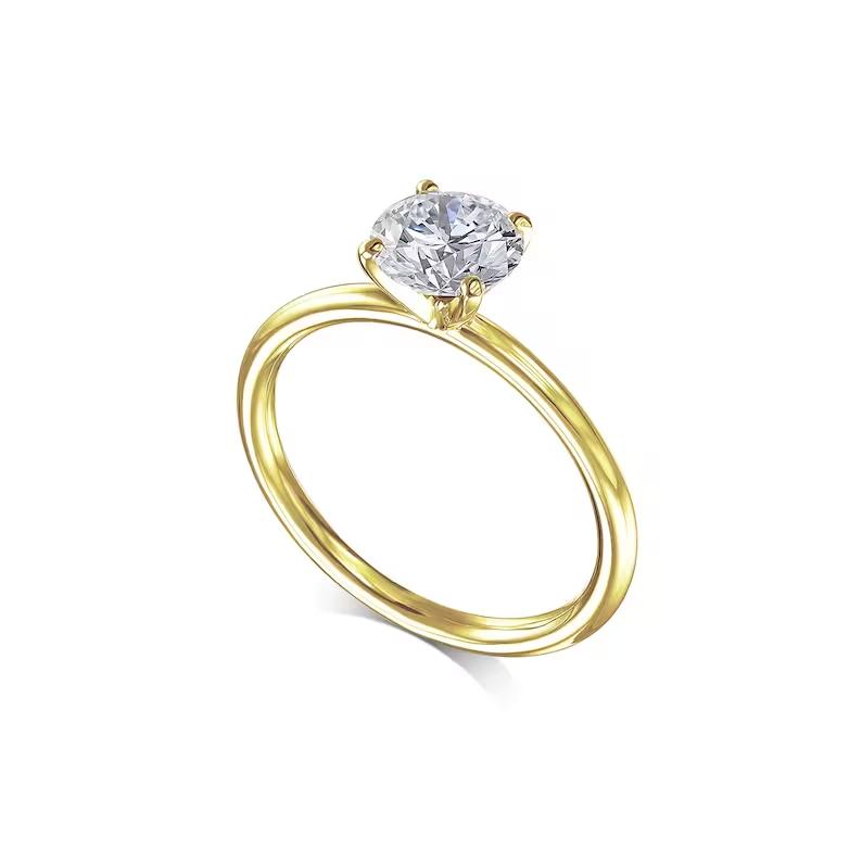 1.0 CT Round Lab-Grown Diamond Solitaire Engagement Ring in Gold