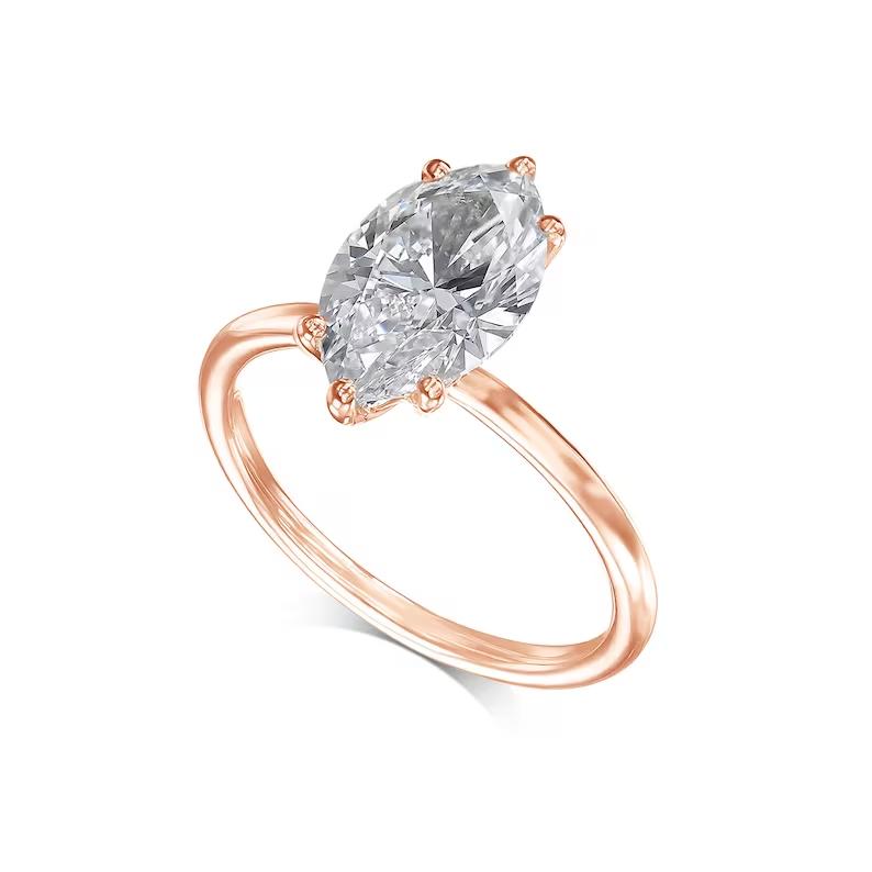 Radiant Elegance: 2.0 CT Marquise Lab-Grown Diamond Engagement Ring