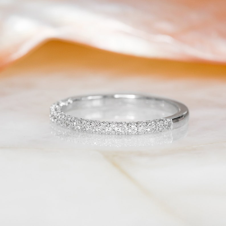 0.90 TCW Round Lab-Grown Diamond Half Eternity Wedding Band