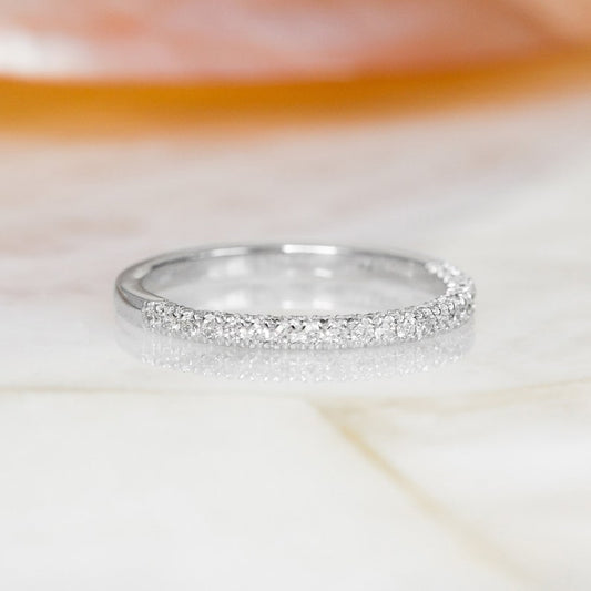 0.90 TCW Round Lab-Grown Diamond Half Eternity Wedding Band