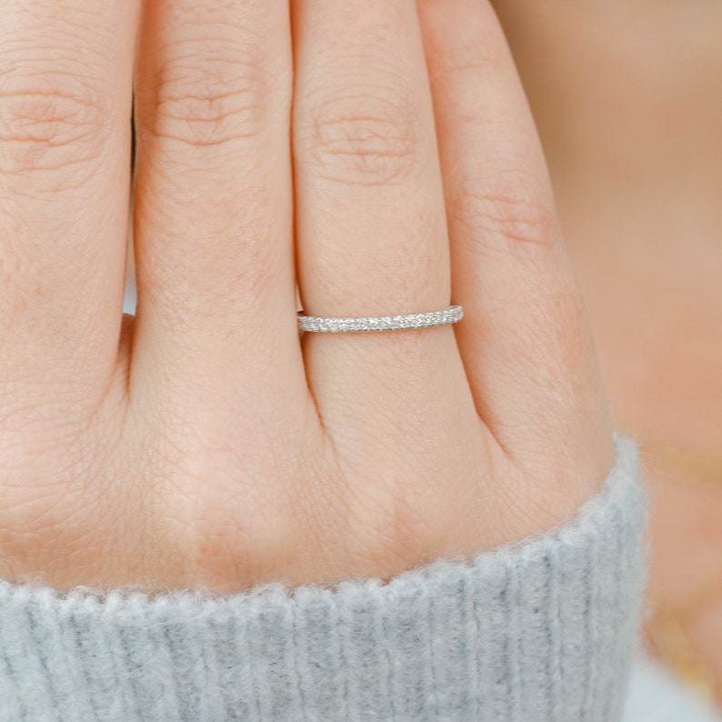 0.90 TCW Round Lab-Grown Diamond Half Eternity Wedding Band 2