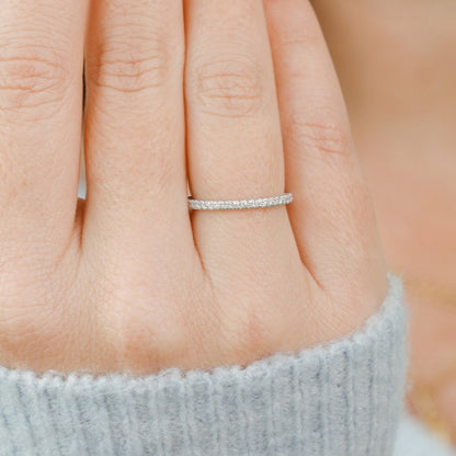 0.90 TCW Round Lab-Grown Diamond Half Eternity Wedding Band 2