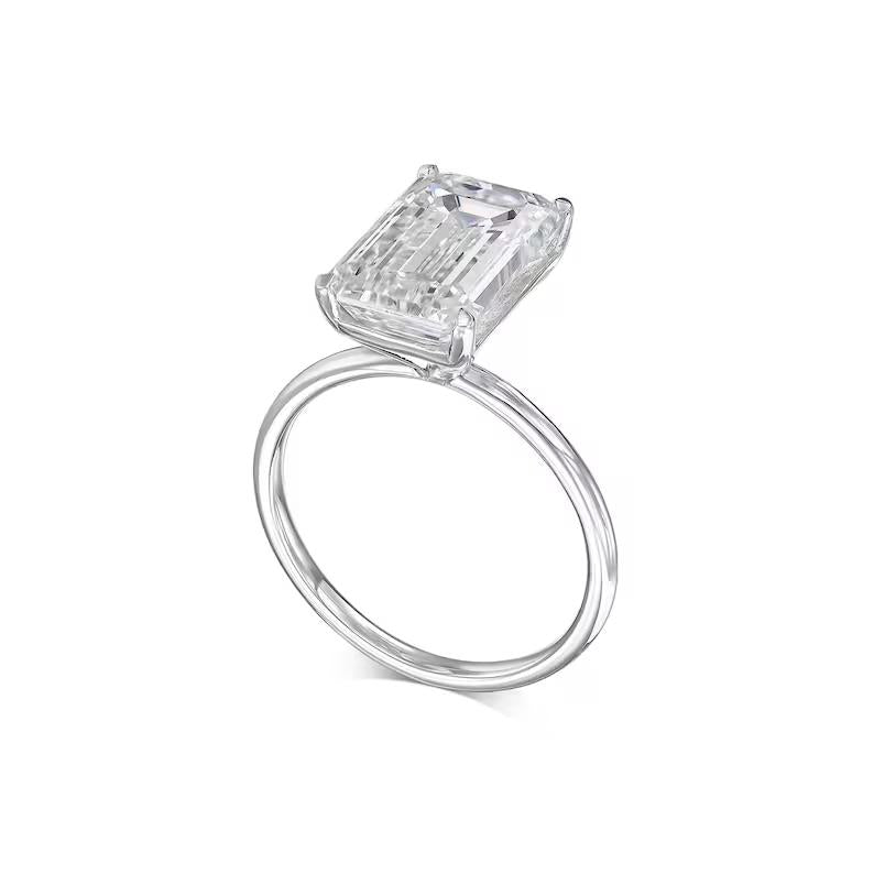 5 Carat Emerald-Cut Lab-Grown Diamond Solitaire Ring