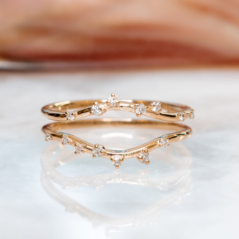 0.60 TCW Round Lab-Grown Diamond Dainty Pave Double Band Wedding Band 1