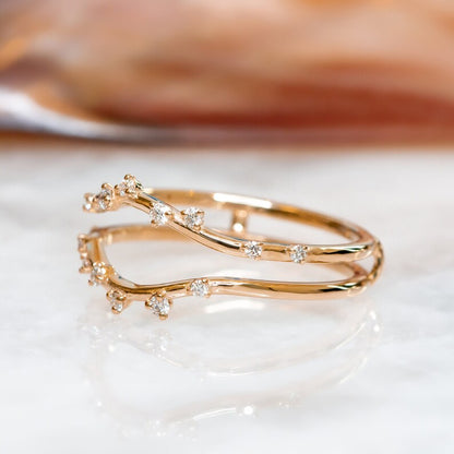 0.60 TCW Round Lab-Grown Diamond Dainty Pave Double Band Wedding Band 3