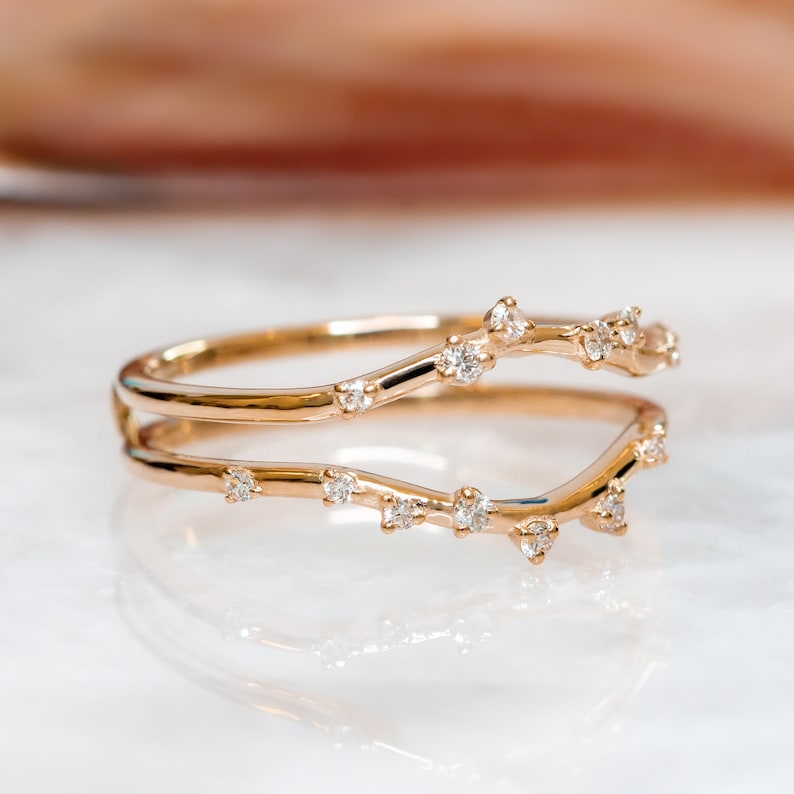 0.60 TCW Round Lab-Grown Diamond Dainty Pave Double Band Wedding Band 2