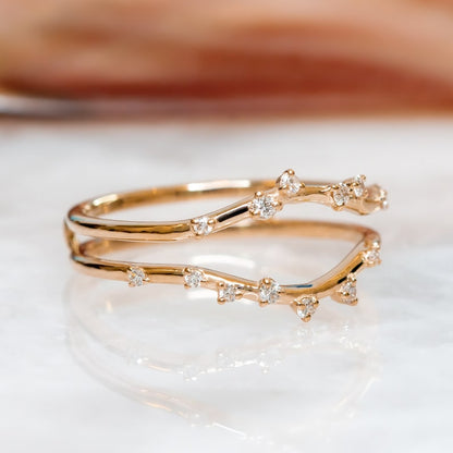 0.60 TCW Round Lab-Grown Diamond Dainty Pave Double Band Wedding Band 2