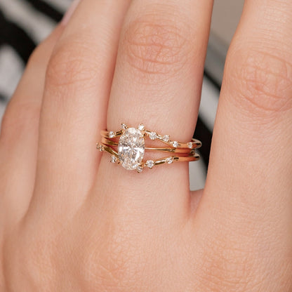 0.60 TCW Round Lab-Grown Diamond Dainty Pave Double Band Wedding Band 6