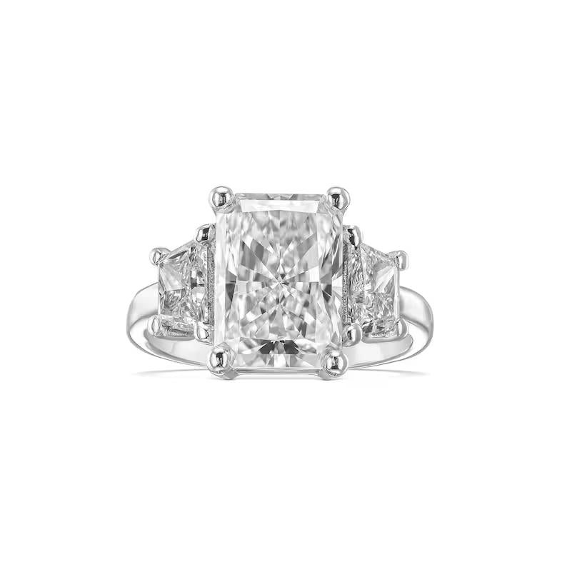 4 Carat Radiant Lab-Grown Diamond Three Stone Engagement Ring