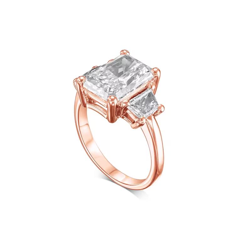 4 Carat Radiant Lab-Grown Diamond Three Stone Engagement Ring 2