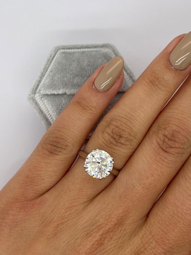 4 Carat Round Lab-Grown Diamond Solitaire Engagement Ring