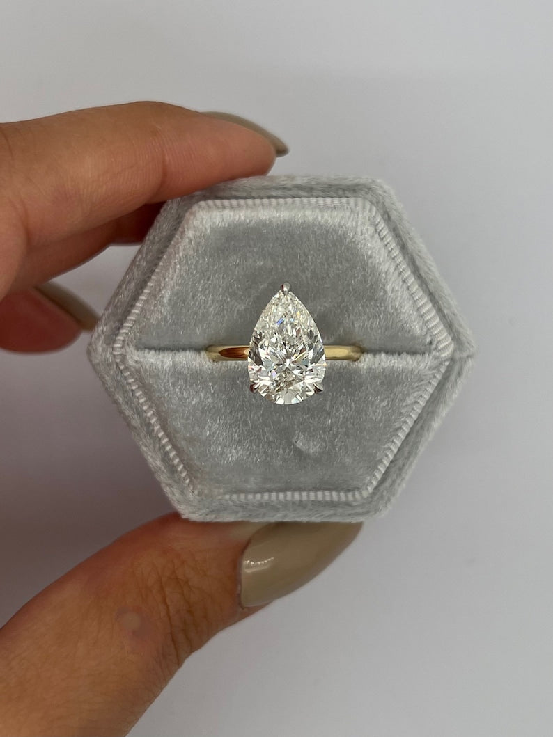 4 CT Pear Lab-Grown Diamond Solitaire Engagement Ring